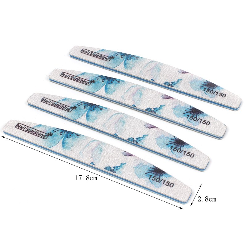 5 STUKS Professionele Nagelvijlen Nail Art Schuren Files Buffing 150/150 Gebogen Buffer Blauwe Bloem nagel vijlen diagnostic-gereedschap set