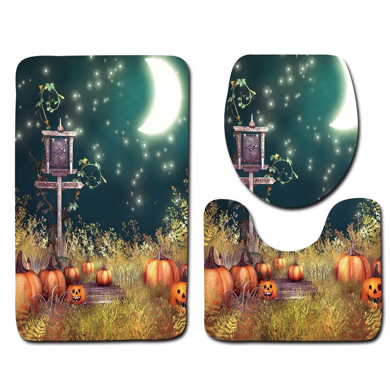Zeegle 3Pcs Badmat Set Voetstuk Tapijt Deksel Wc Cover Mat Halloween Mat Voor Badkamer Decoratie Flanel Anti Slip badmat Tapijt: wsj115