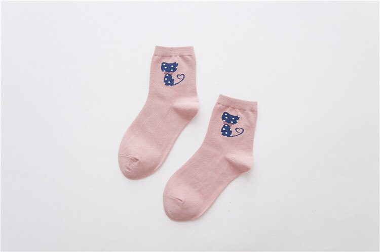 Cute Cat Women Socks Middle Tube Cartoon Cotton Socks for Girls: 010