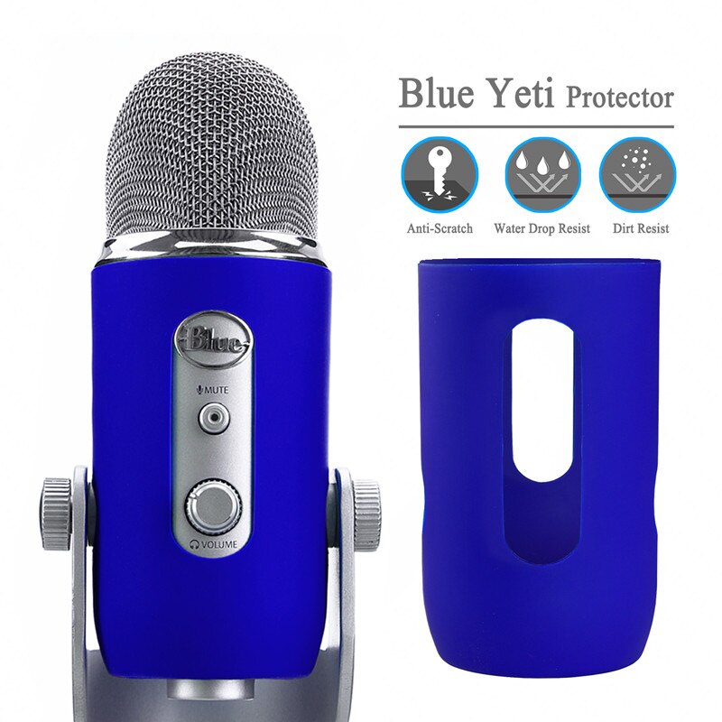 Pare-brise de Microphone de mousse antipoussière de protecteur de gel de silice pour le Yeti bleu, couverture d'éponge de filtre de bruit de microphones de condensateur de Yeti Pro: Bleu