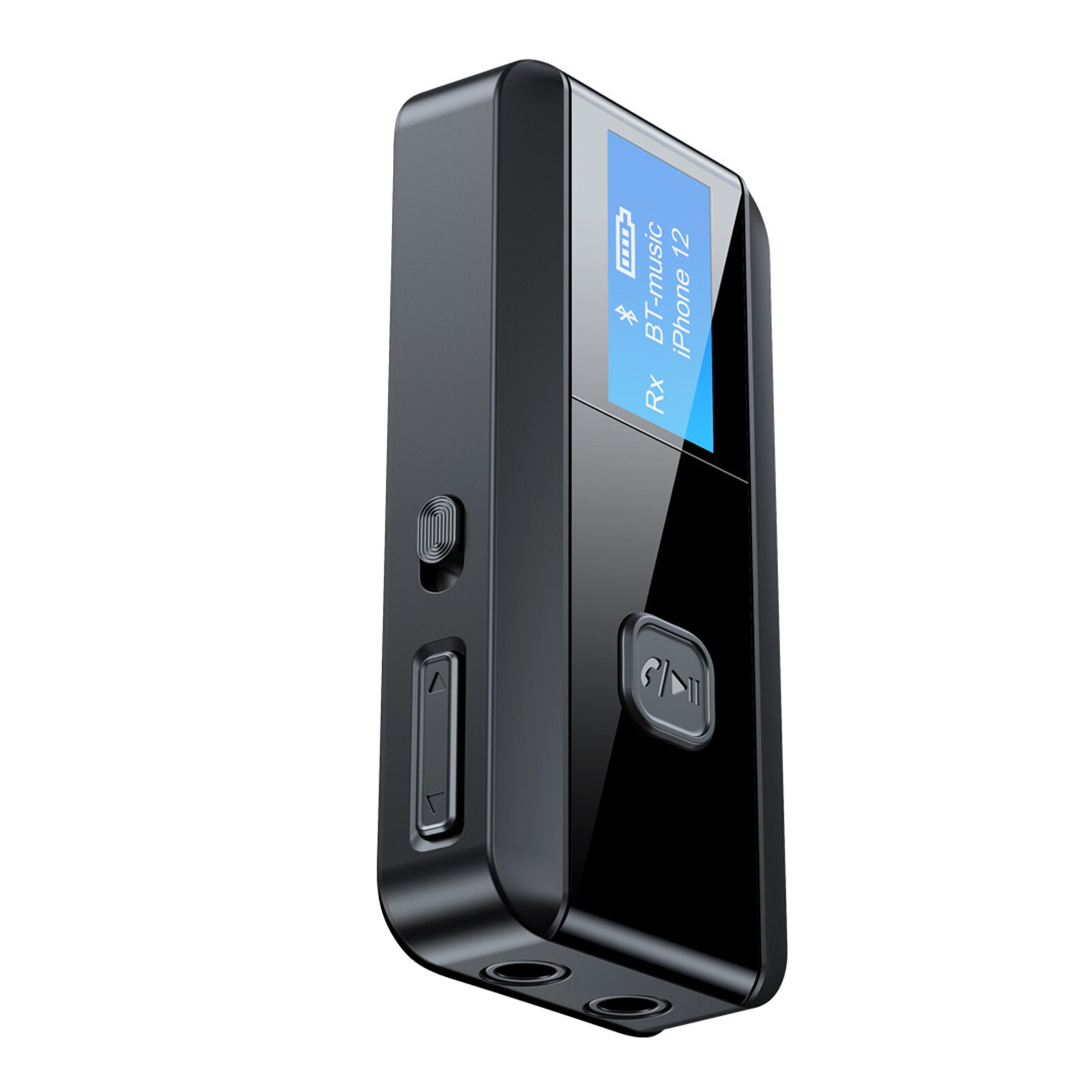 2-in-1 Home Low Latency Transmitter Receiver LED Display USB Music Mobile Phone Battery Powered Black Wireless Adapter