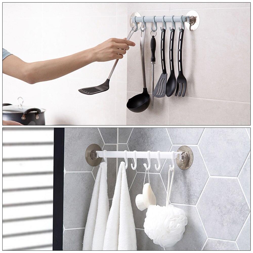 Ganchos de pared organizadores para baño, Perchero de 6 filas para puerta, accesorios de cocina, estante de almacenamiento, esquinero para Baño