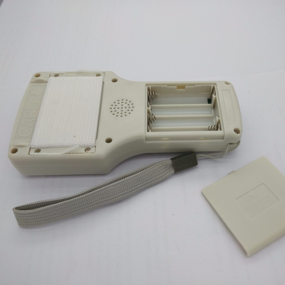 Engelska rfid-läsare skrivare kopiator dupliceringsapparat 125 khz 13.56 mhz 10 frekvens med usb-kabel för ic/id-kort+en rfid-ring