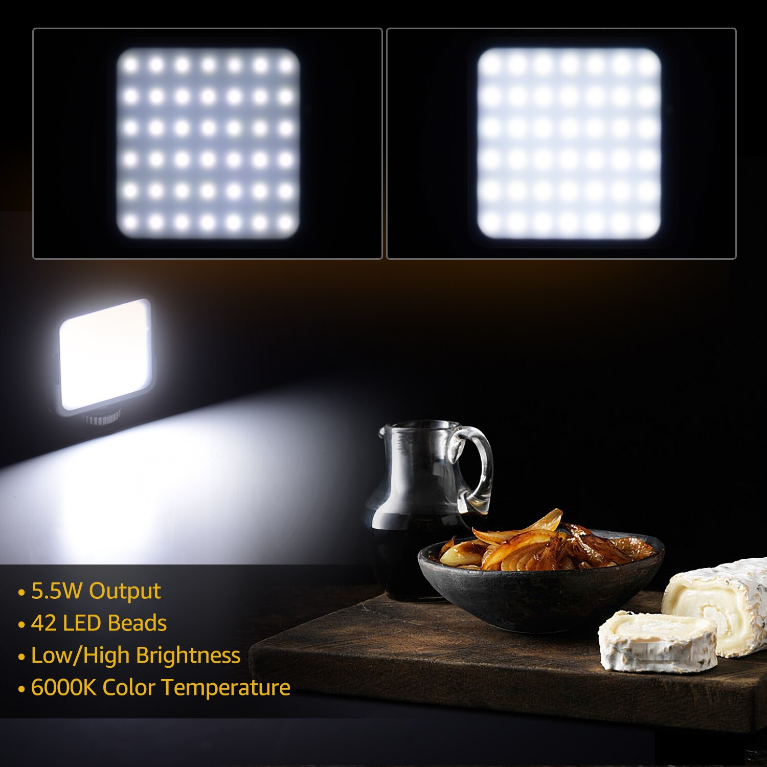 Luce LED W49 Per Fotocamere | Video Light Per Canon, Nikon, Sony | Illuminazione Per Riprese E Fotografia - Foto 3