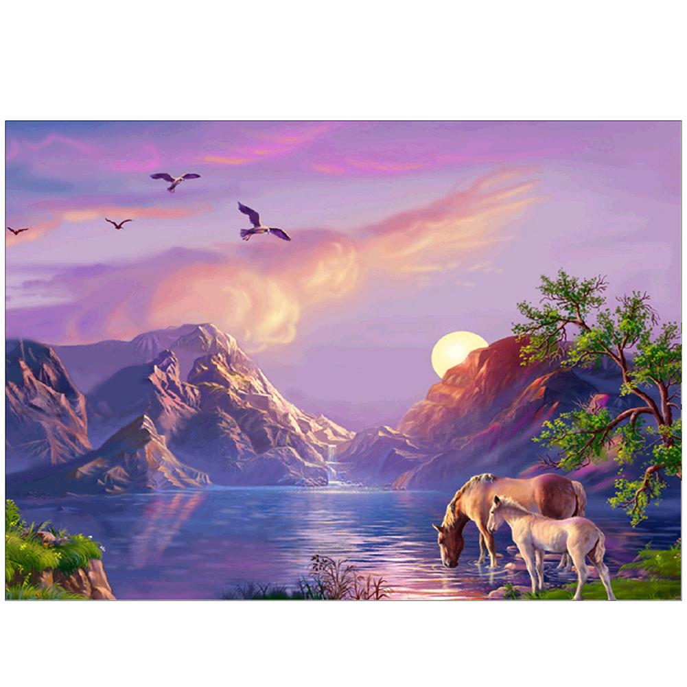 40x30cm 5D Sunset Dolphins Diamond Painting Embroidery DIY Cross Stitch Home Decor