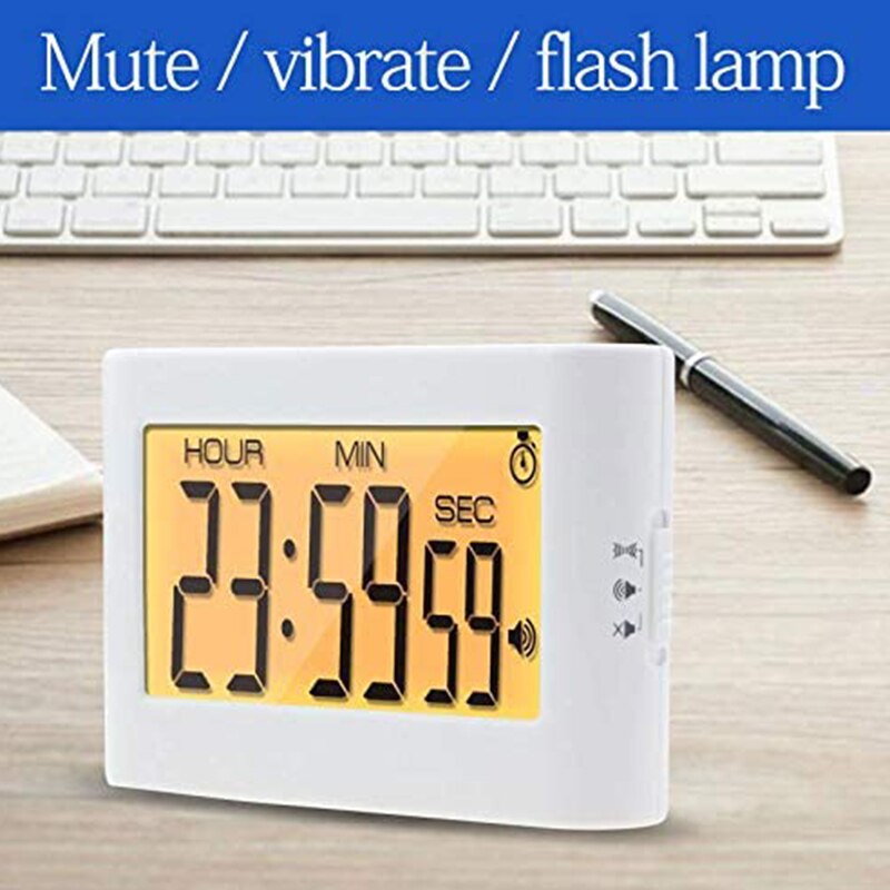 Multi Function Digital Timer Alarm Clock,HD Large Display Timer, Count Down/Up Stopwatch Vibration Timer,with Back Light
