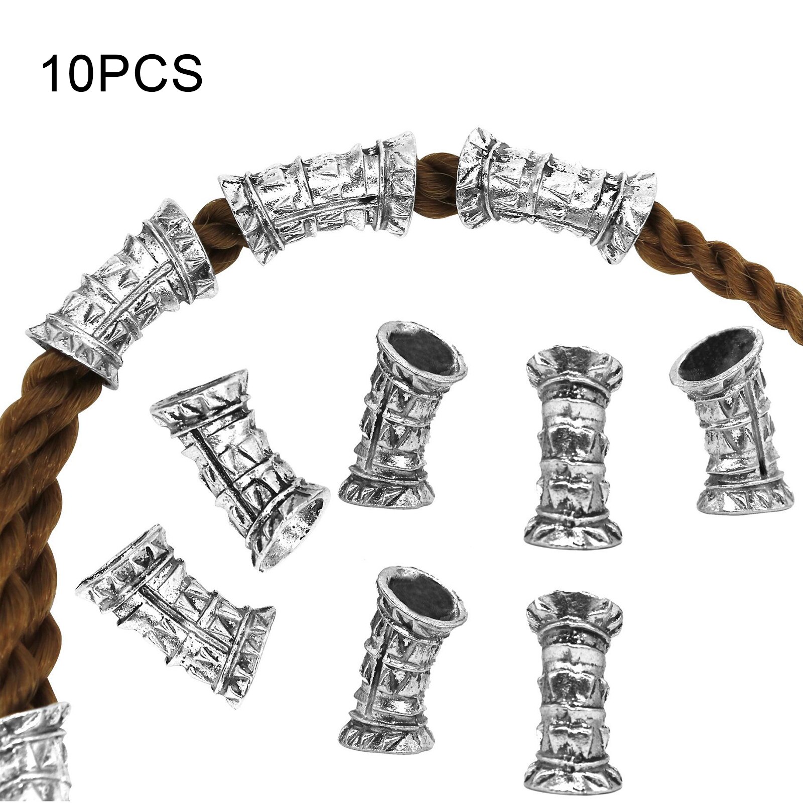 10Pcs DIY Haar Rohr Dreadlocks Perlen Haar Flechten Schmuck Manschette Dekoration