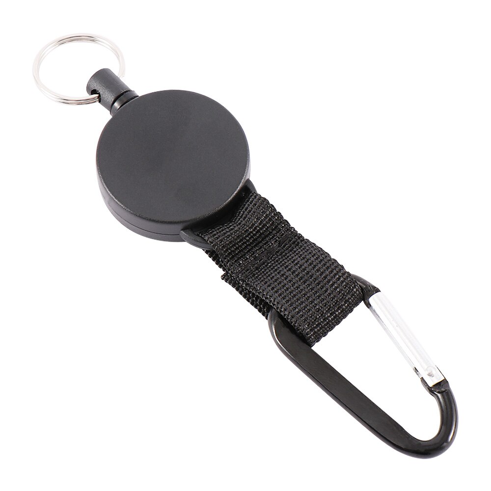1pcs Retractable Pull Key Ring Chain Belt Clip with Carabiner Reel Card Badge Holder Recoil Extends To 60cm