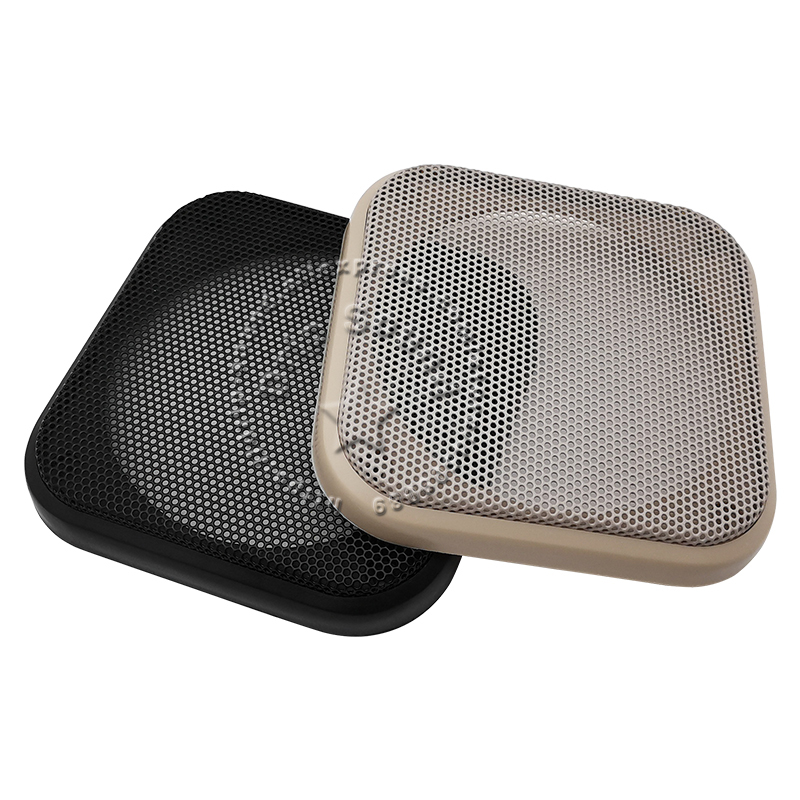 Couvercle de grille de haut-parleur carré, maille métallique circulaire décorative en plastique, filet de protection de calandre, noir et beige, 108x108mm, 4 po