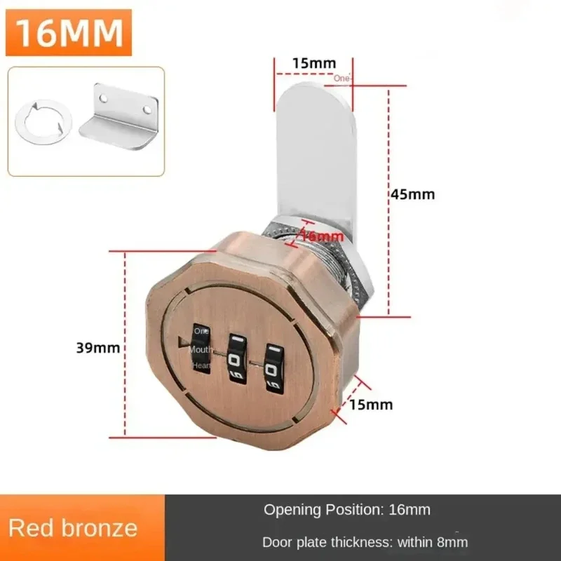 1PCS Password Cabinet Lock Zinc Alloy Password Locks Security Home Automation Cam Lock For Mailbox Cabinet Door 16/30mm: black