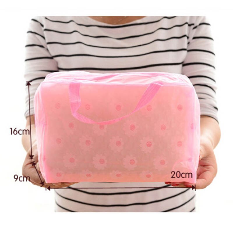 Waterproof PVC Save Space Floral Travel Accessories Transparent Make Up Organizer Toiletry Bathing Storage Cosmetics Bag