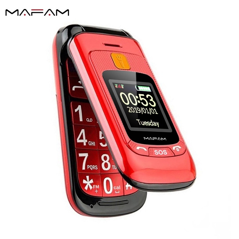 Mafam F899 Flip Dual Screen Big Display Two Sim SOS Call Speed Dial Large Russian Keyboard FM Senior Elderly Folded Cellphone