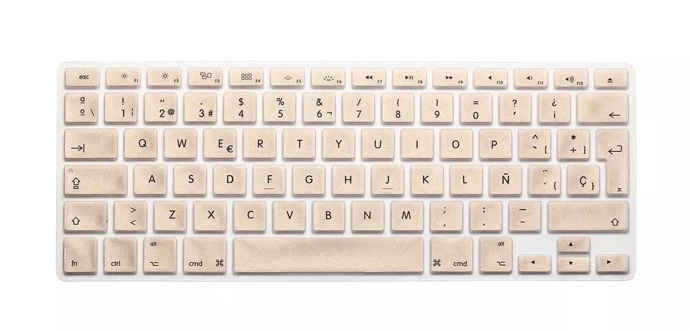 Hiszpańska wersja ue silikonowa wodoodporna klawiatura obejmuje skórki Protector dla Macbook Air 13 Pro 13 15 17 dla Mac book A1466 A1502: Gold