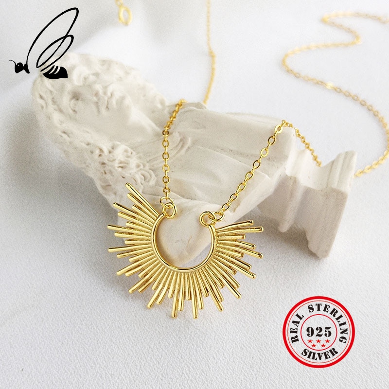Halsketten Anhänger 925 Sterling Silber Boho Gold Kette Halskette Liebt Colares Compridos Collana Donna Schmuckstück Femme Takı Schmuck