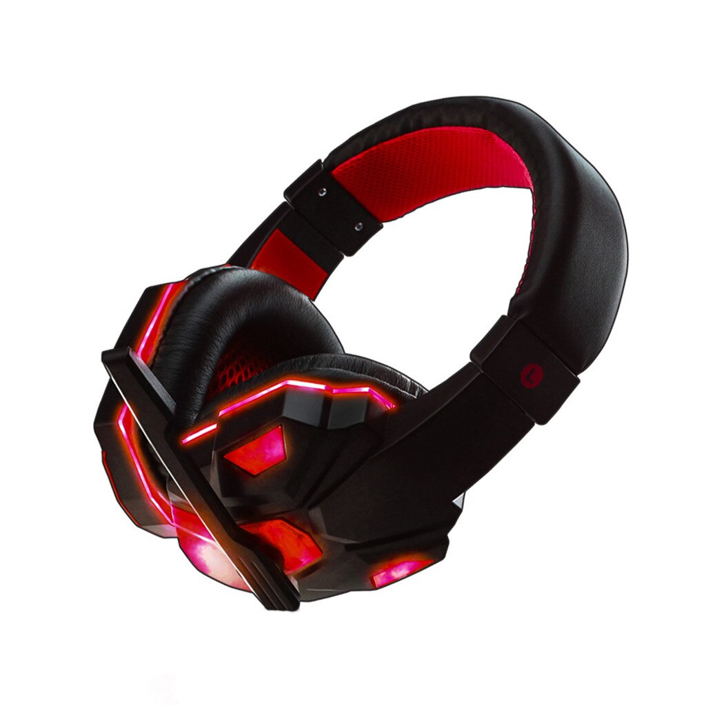 Fone de ouvido de jogos 3.5mm over-ear estéreo gaming microfone de fone de ouvido para n-switch head-mounted gaming computador fone de ouvido com luz: Red