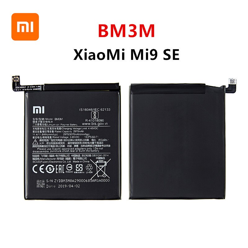 Xiao mi 100% Orginal BM3M 3070mAh Battery For Xiaomi 9 Se Mi9 SE Mi 9SE BM3M Phone Replacement Batteries +Tools