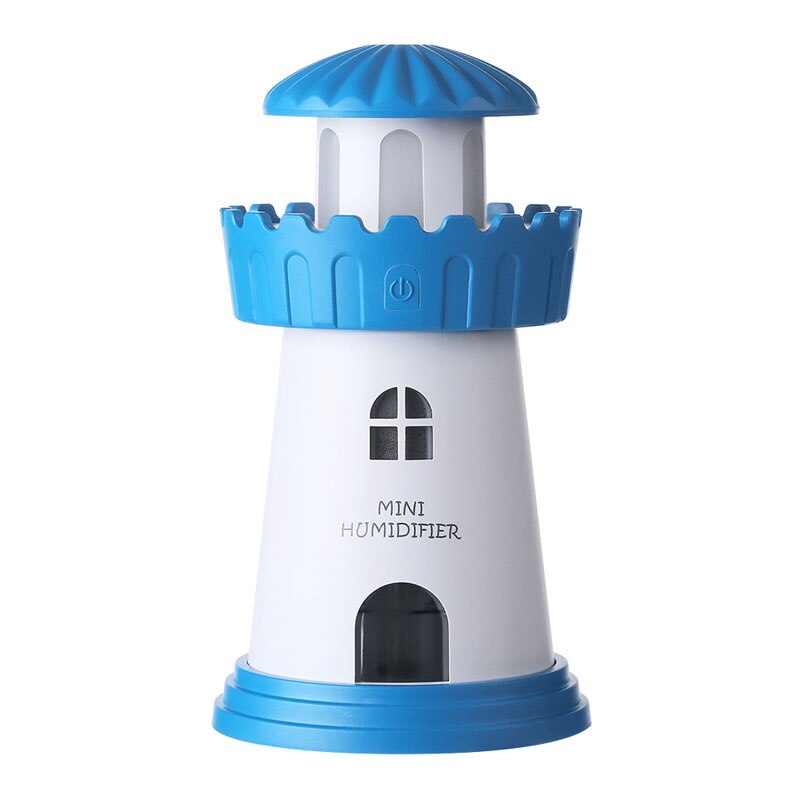 Led fyr luftfugter bil ultralyd tåge maker fogger æterisk olie diffuser aroma lys bil luftfrisker: Blå