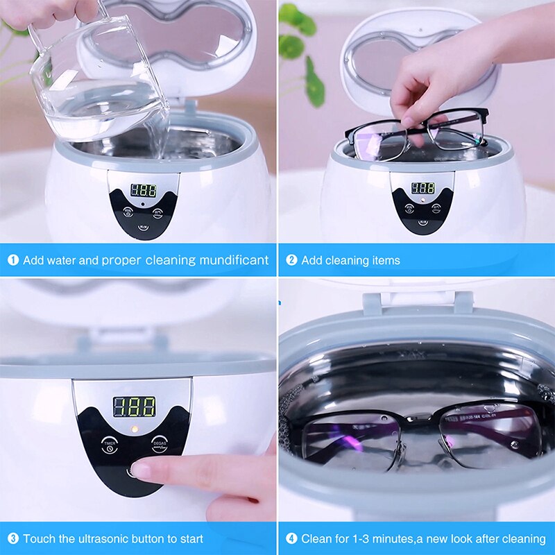 600ml Ultrasonic Cleaner SOONICK Super Sonic Jewelry Cleaning Machine Watch Ring Eyeglass Cleaners Sonic Denture Parts Washer