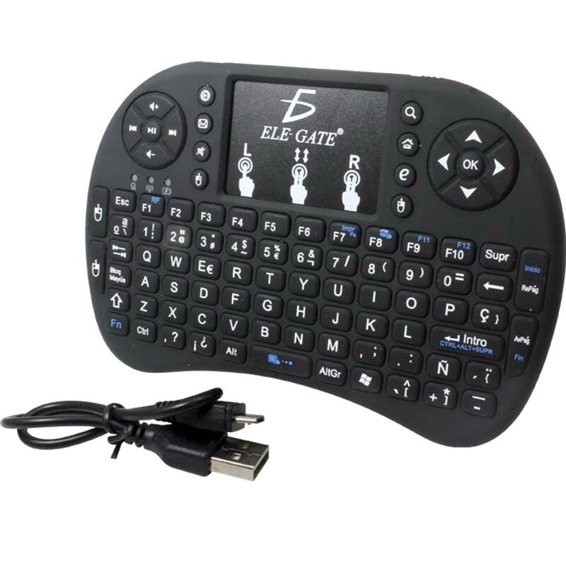 Mini I8 wireless keyboard air mouse flying squirrel 2.4G with touchpad tri-color backlight-Russian, Spanish,English Optional