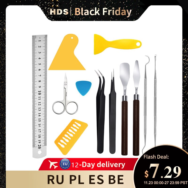 11 Pieces Craft Vinyl Weeding Tools Set Basic Vinyl Tool Kit for Weeding Vinyl Silhouettes Cameos Lettering