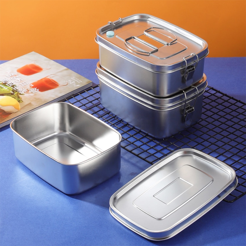 304 Roestvrij Staal Lunchbox Voedsel Container Bento Box Voor Kinderen Volwassen Double Layer Grote Capaciteit Servies Voedsel Opbergdoos