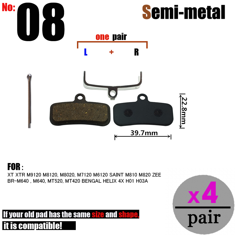 4 Paar Fiets Schijfremblokken Fiets Voor Shimano Xt/R Zoom 975 985 Zee MT5 315 Magura MT8 sram Avid BB5 Elixir DB1S Semi-Metallic: Blauw