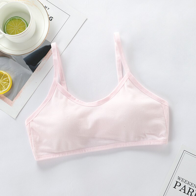 3Pcs Tienermeisjes Ondergoed Zachte Gewatteerde Katoenen Beha Jonge Meisjes Voor Yoga Sportbeha 8-18Y Training Beha: Roze