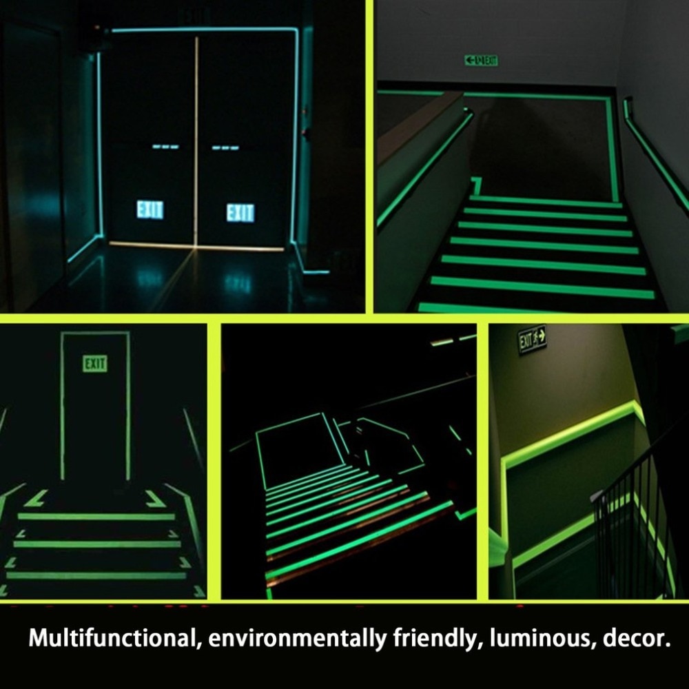 Reflective Glow Tape Self-adhesive Sticker Removable Luminous Tape Fluorescent Glowing Dark Striking Warning Tape