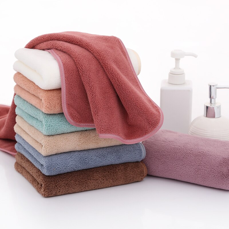 High-density Coral Velvet Towel Solid Color Soft Face Towel Thick Highly Absorbent Household Towel