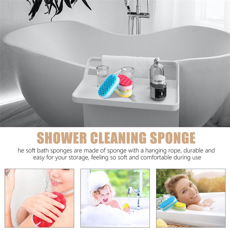 6pcs/Pack Bath Shower Sponge Double-Sided Exfoliating Sponge Cleaning Body Scrubber Bathing Sponges Bathroom Supplies