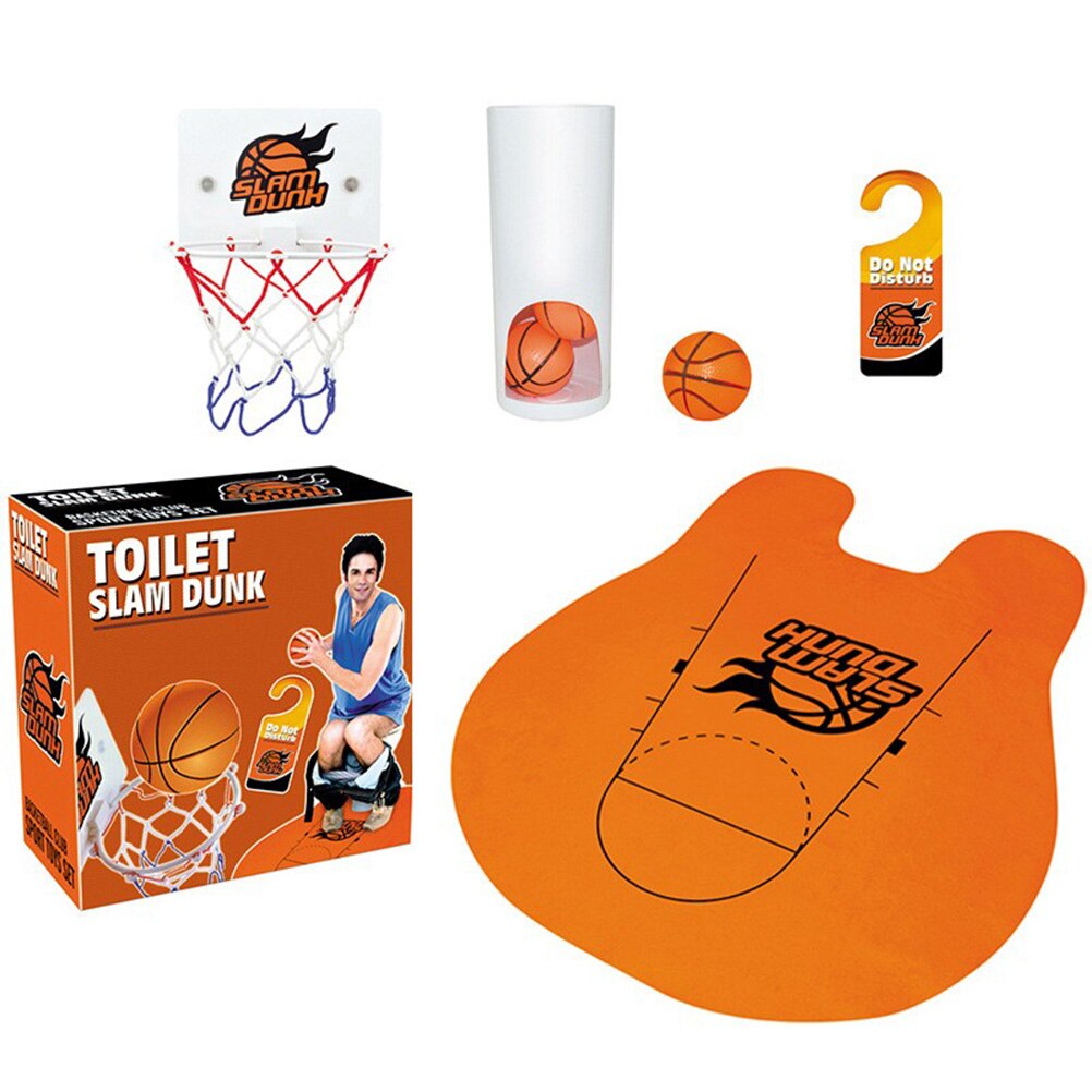Grappig Toiletten Basketbal Set Met Basketbal Hoepel 3 Ballen En Mat Wc Game Indoor Training Mannen Jongen Funny Games #20: Default Title