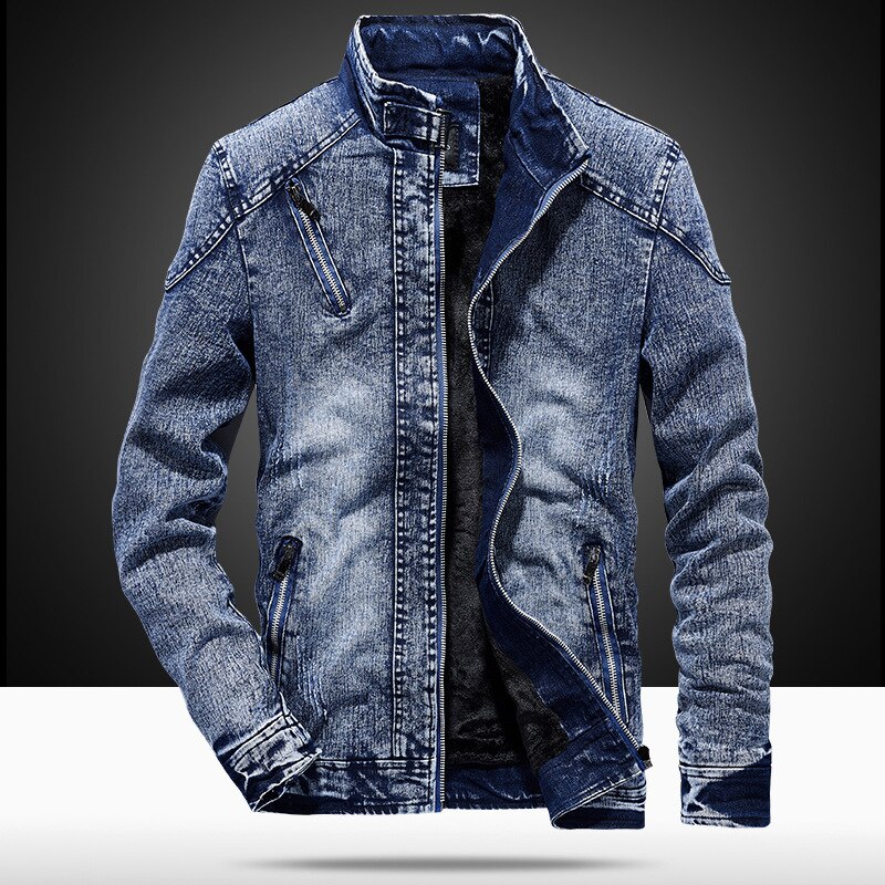 Vestes en Denim pour hommes, Vintage, coupe cintrée, couleur unie, tenue à la , noir, bleu, collection décontracté