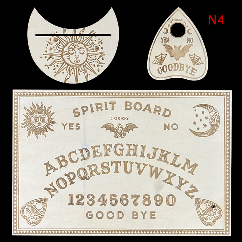 12inch Wooden Divination Pendulum Board Engraved Magic Board Ouija Board Metaphysical Message Witch's Pendulum Board Kit: Light Grey