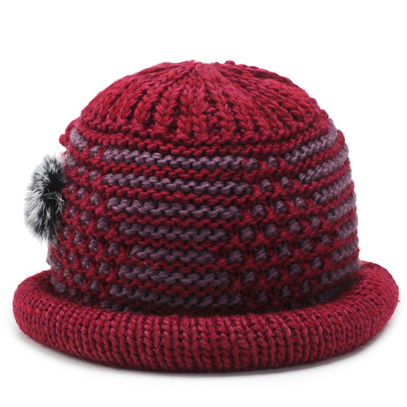 Chapeau de grand-mère d&#39;âge moyen pour femme, chapeau en laine épaissie, de Shopping, à la , automne et hiver