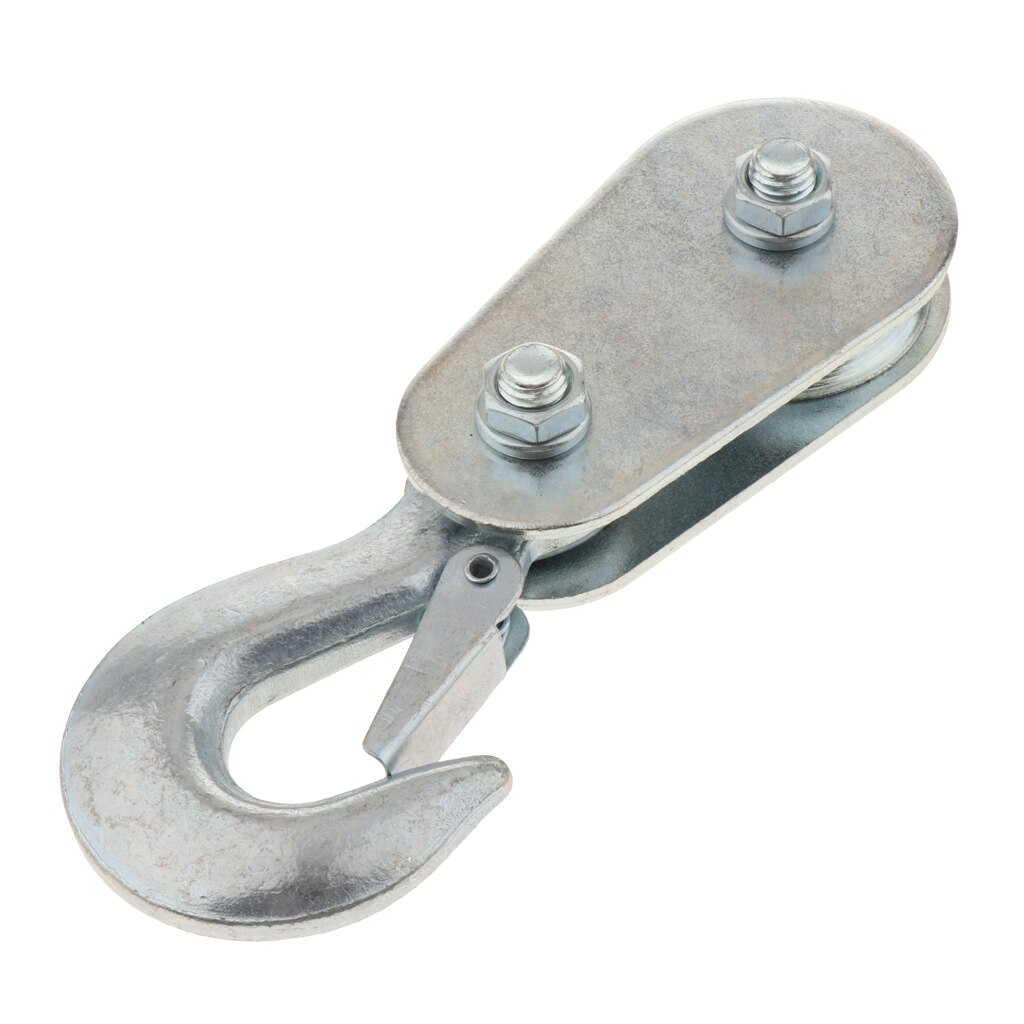 2 ton lyftblock remskiva draghjul med krok för vinsch - silver