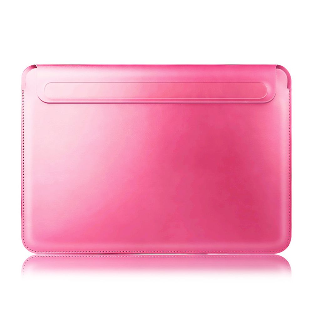 Funda colorida para ordenador portátil de 11, 13, 15 pulgadas, funda de cuero PU para Ultrabook, funda con soporte para Xiaomi, Huawei, Dell, Lenovo: 12 pulgadas / Rojo rosado
