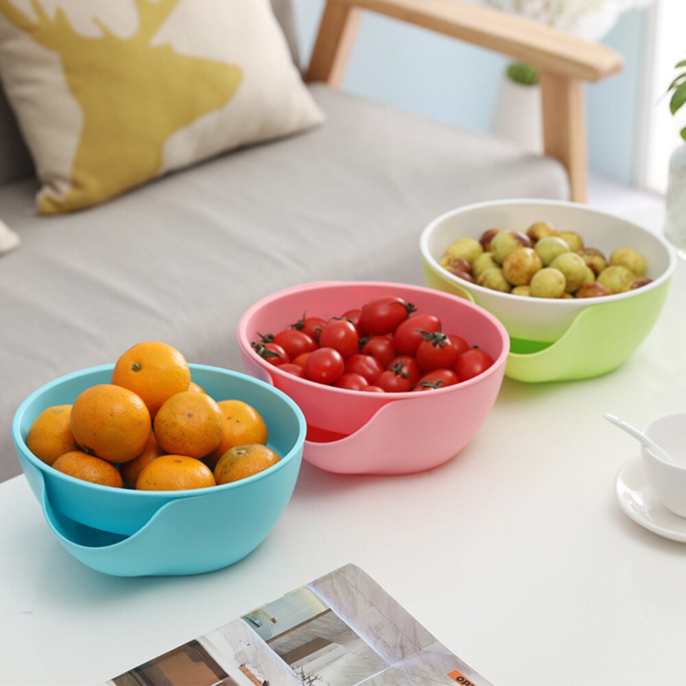 Snack Bowl with Shell Holder Double Dish Nut Bowl for Pistachio Sunflower Seed Edamame Cherries Candies(Random Color): Default Title