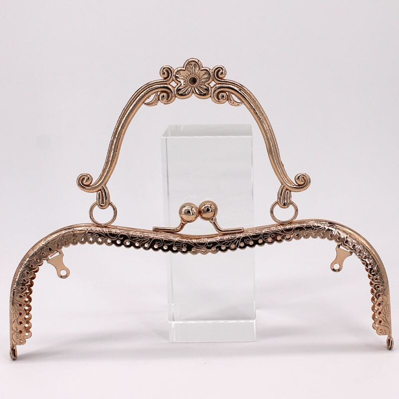 LIONSEN 20.5cm Metal Purse Frame Handle Clutch Bag Accessories DIY Kiss Clasp Lock Bronze Embossing M-shaped HandBag Hardware