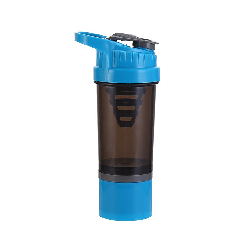 Sport Fitness Water Fles Eiwit Shaker Fles 550ML BPA Gratis Draagbare Lekvrije Outdoor Gym Training Drink Fles: blue