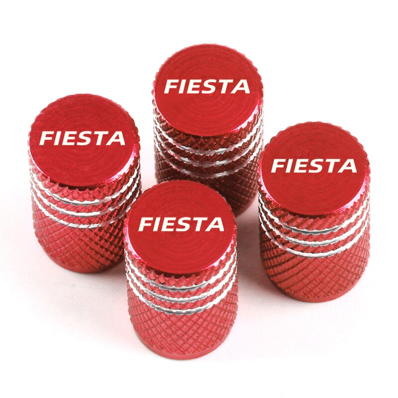 4 pièces/ensemble voiture pneu Valve tiges bouchon couverture pour Ford Fiesta aluminium pneu roue anti-poussière casquettes accessoires: Rouge