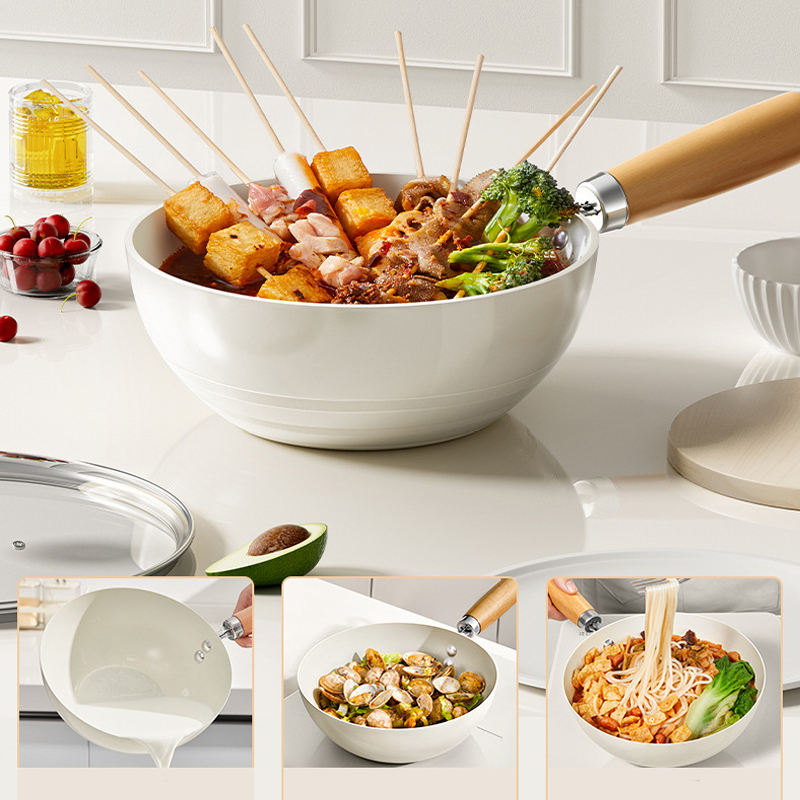 24cm Non-Stick Frying Pan Wok Ceramic pot Home Steak Skillet Pancake Fried Induction Cooker Gas Stove Saucepan kitchen Cookware