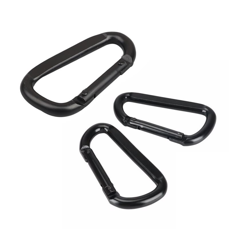 Electrophoretic Black Strong Load-bearing 230kg D Carabiner Spring Snap Clip Hooks Swing Safety Buckle Climbing Carabiner: 3 pieces