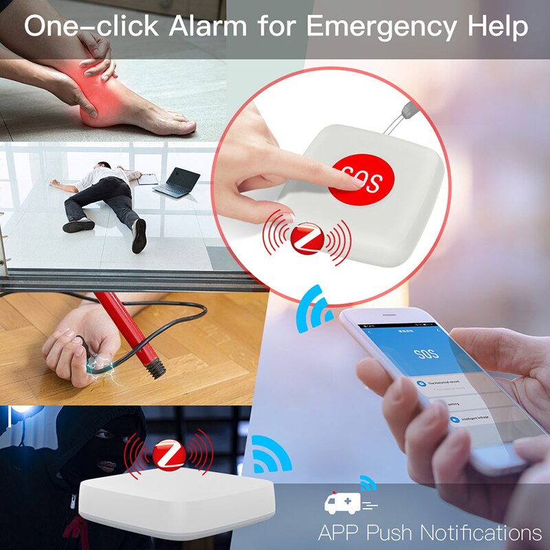 Tuya zigbee sos knap sensor alarm ældre alarm vandtæt nød panik knap tuya smart life app fjernbetjening