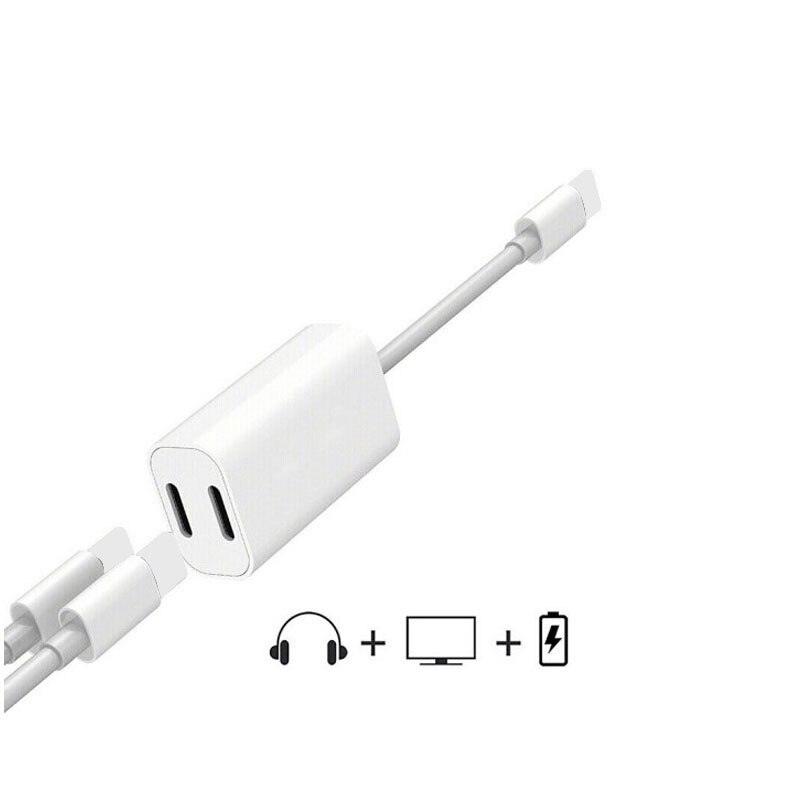 Podwójne porty dla adaptera Jack OTG dla iphone'a X dla ipada złącze iOS ładowarka słuchawki 2 w 1 ładowanie Audio Splitter Music: Default Title
