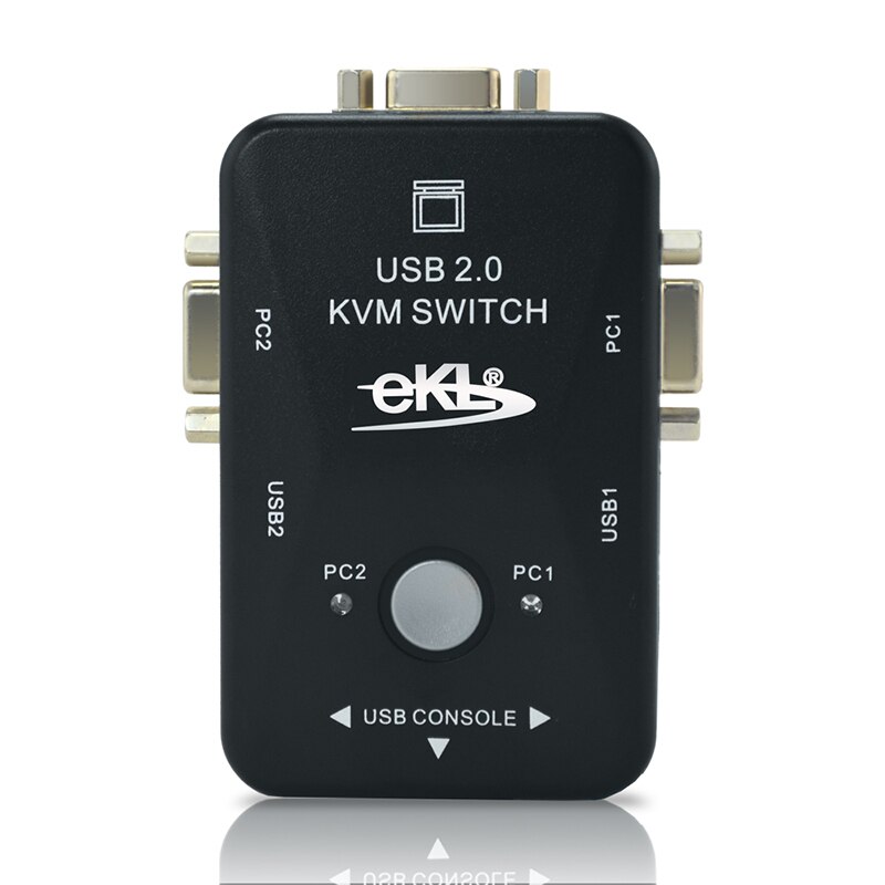 KVM Switcher 2 Port USB VGA Switch Box with Control Button include connect cable