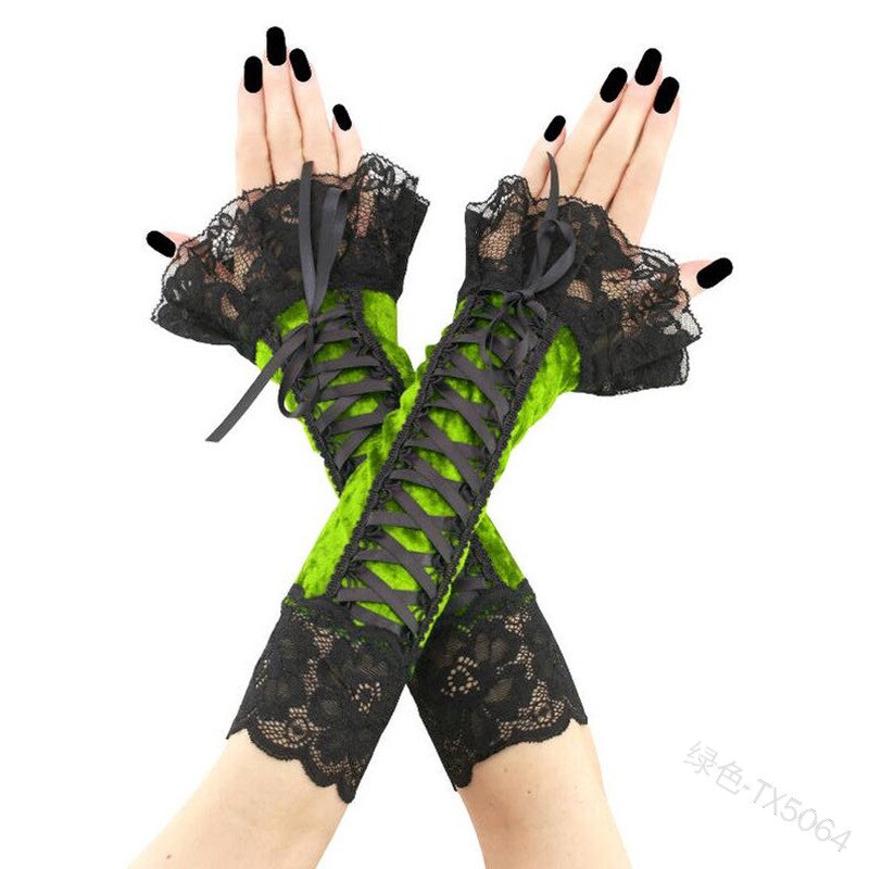 Gants Steampunk Sans Doigts Femme - Noir Taille Unique - Costume Accessoire