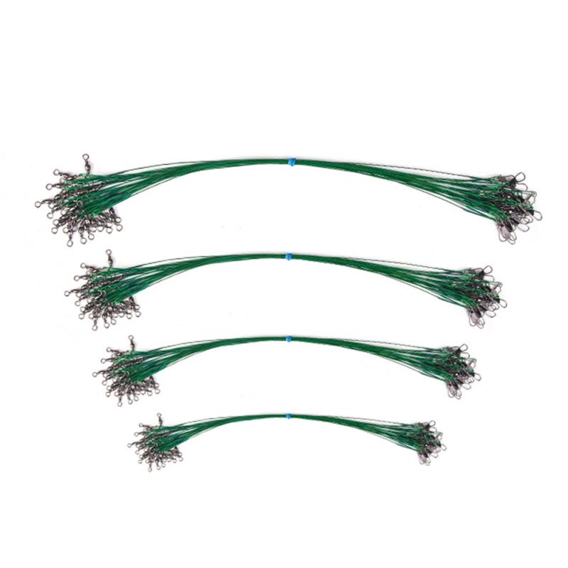 15/20/25/30cm slidstærke antibit ståltrådslederbånd til fiskeri 1g vægt 14kg trækkraft anti-wrap flettet ledning: Grøn / 20cm