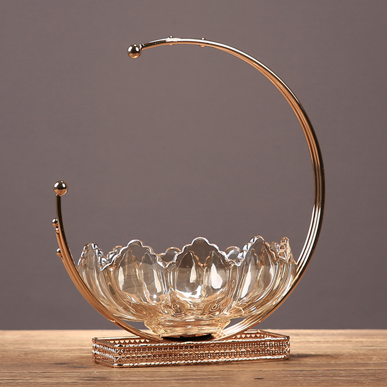 Glass Fruit Bowl with Metal Stand Fruit Bowl Serving Dessert Appetizer Cake Candy Chip Dish