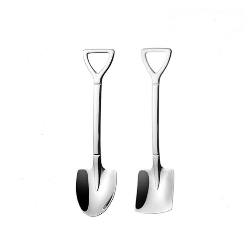 Couverts rétro en acier inoxydable, cuillère à café, pelle en fer, cuillère à glace, cuillère créative cuillère à thé, vaisselle à la 4 pièces: Silver random 2Pcs