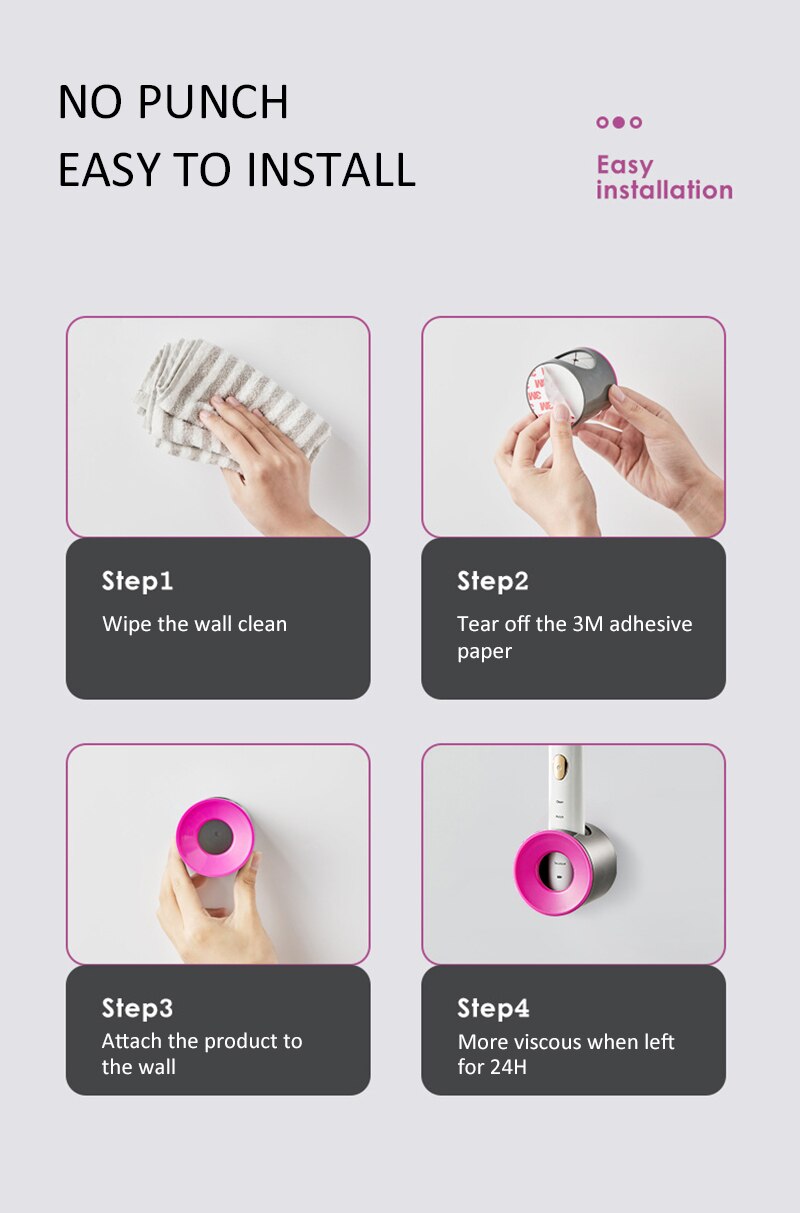 Electric Toothbrush Holder Traceless Toothbrush Stand Rack Wall-Mounted Bathroom Adapt Universal Electric Toothbrush Holder